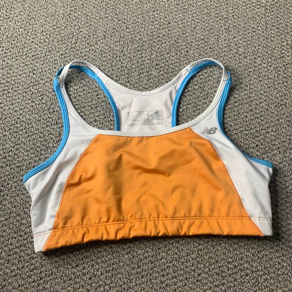 New Balance Other - New Balance Womens Sports Bra Size Medium‎ Orange/White Colorblock Racerback